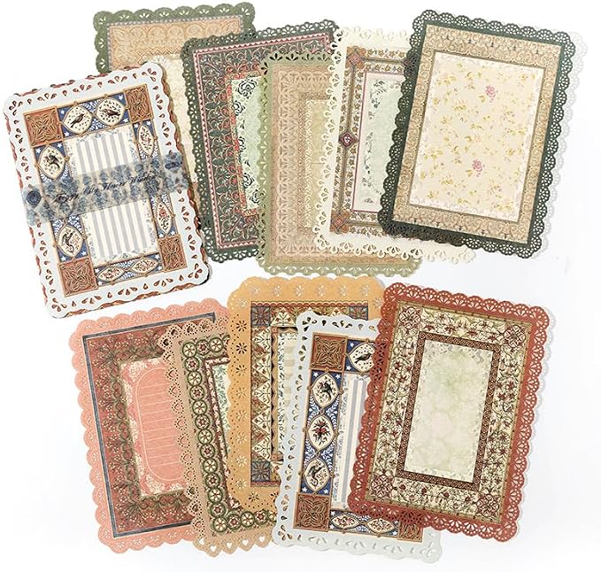 30 Sheets Lace Edged Vintage Scrapbook Paper, Scrapbooking, Letter Writing - Image 7