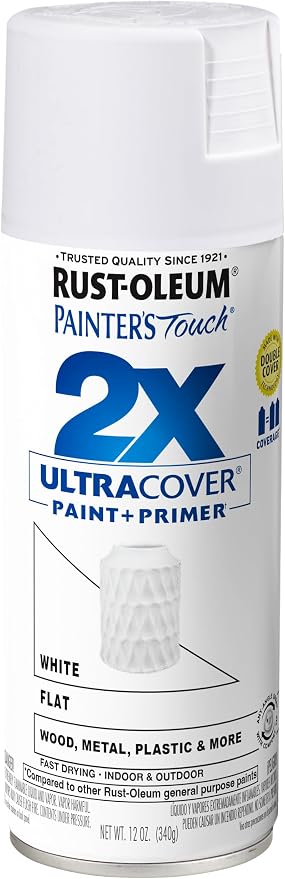 Rust-Oleum Painter's Touch 2X Ultra Cover Spray Paint, Flat White | Indoor and by Rust-Oleum