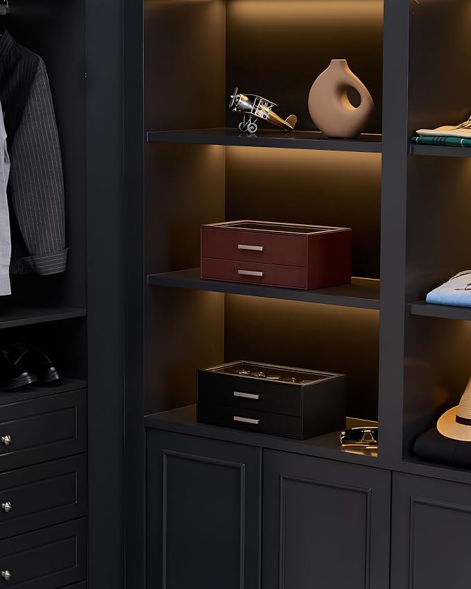 ProCase 12-Slot Watch Case for Men, 2-Tier Pull-Out Drawers Box -Black | - Image 7