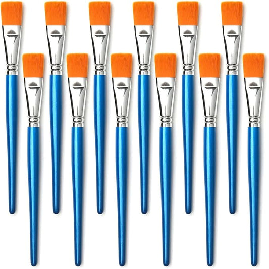 1 inch Flat Paint Brushes for Acrylic Painting, 12 Pieces Large Synthetic Paint by GACDR
