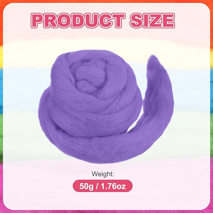 MECCANIXITY Wool Roving Yarn Soft Felting Wool 50g/1.76oz Pure Chunky Roving - Image 2