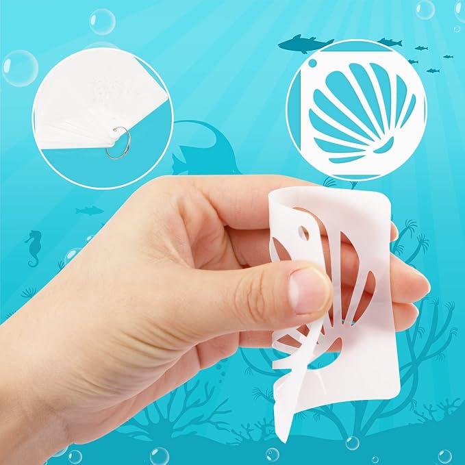 Augshy 56 Pieces Small Summer Sea Ocean Beach Stencils - Image 3