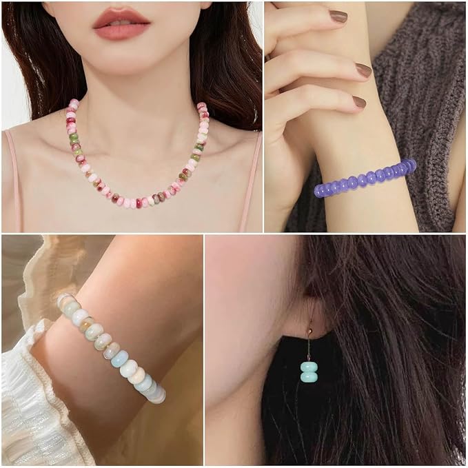 Songxi 5x8mm Natural Flower Malachite Stone Rondelle Beads, Gemstone - Image 6