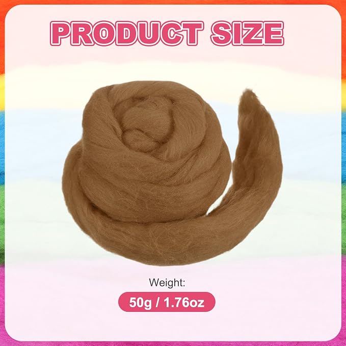 MECCANIXITY Wool Roving Yarn Soft Felting Wool 50g/1.76oz Pure Chunky Roving - Image 2