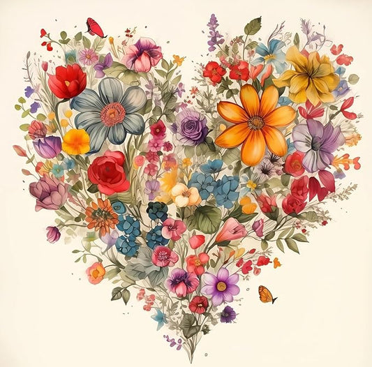 Valentine's Day Stamping Cross Stitch Kit, Flowers Counting Cross Stitch Kit by Unknown