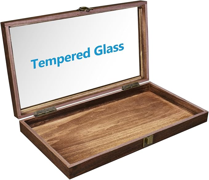 MOOCA 2 Pcs Wood Tempered Glass Top Jewelry Display Case Accessories Storage Box - Image 3