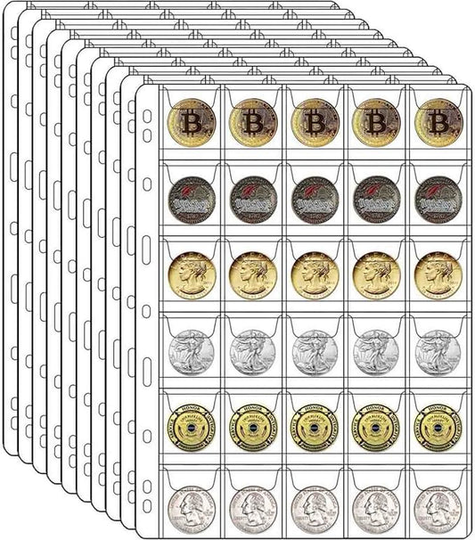 10 Sheets Coin Collection Supplies Pages, Coins Collecting Pocket Page by Xxmbbjy