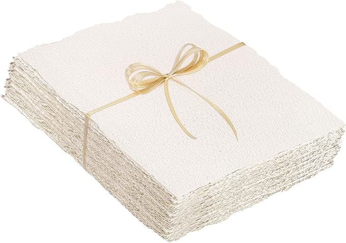 Prudiut 50 Sheets Cotton Watercolor Paper, 8.5 x 11 Inches, 300 GSM, Deckled by Prudiut