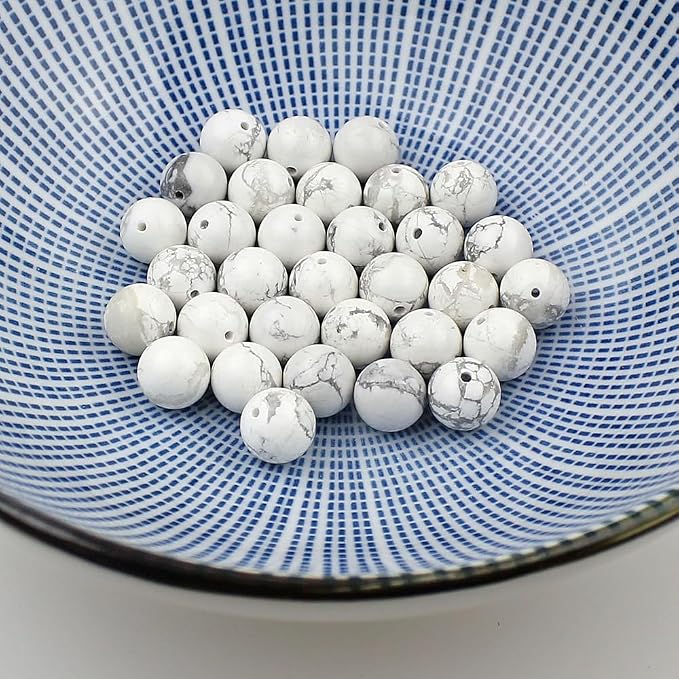 MJDCB AAAA Natural Stone Beads White Howlite Turquoise Round Loose Beads - Image 5