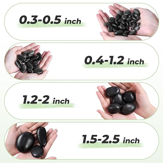 SIDONG 10 LB Black River Rocks, 0.4-1.2 Inches Highly Polished Pebbles - Image 5