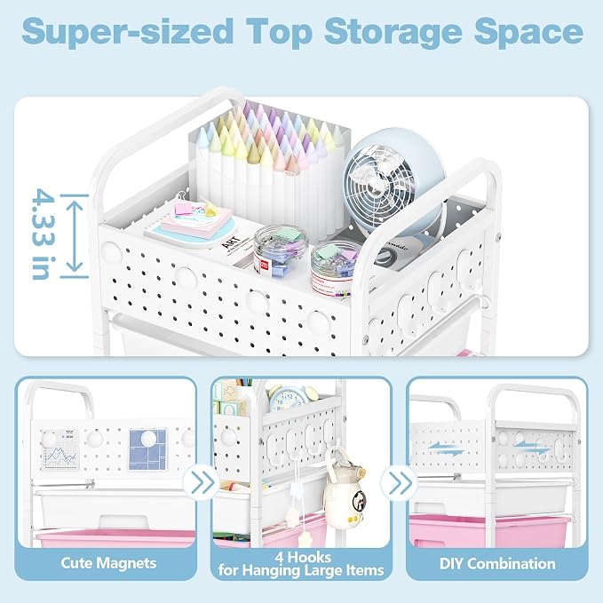 4 Drawer Rolling Storage Cart - Image 4