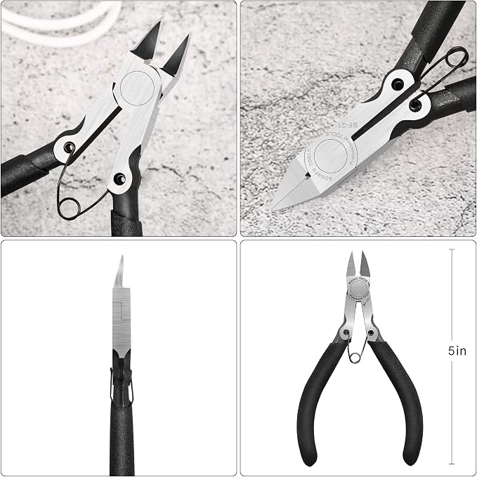 BOENFU 5 inch Flush Cutters Precision Wire Cutters Wire Snips Small Wire Nippers - Image 2