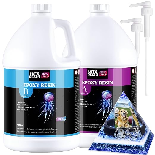 2 Gallon Epoxy Resin with Pumps, Bubble Free Resin Epoxy Kit, Crystal Clear by LETSRESINEPOXYRESIN