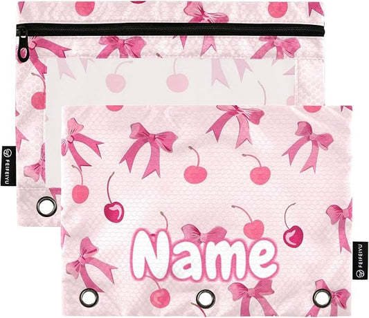 Custom Pink Bows Cherry Pencil Pouch by BOENLE-WELCOMEYOURCOMING
