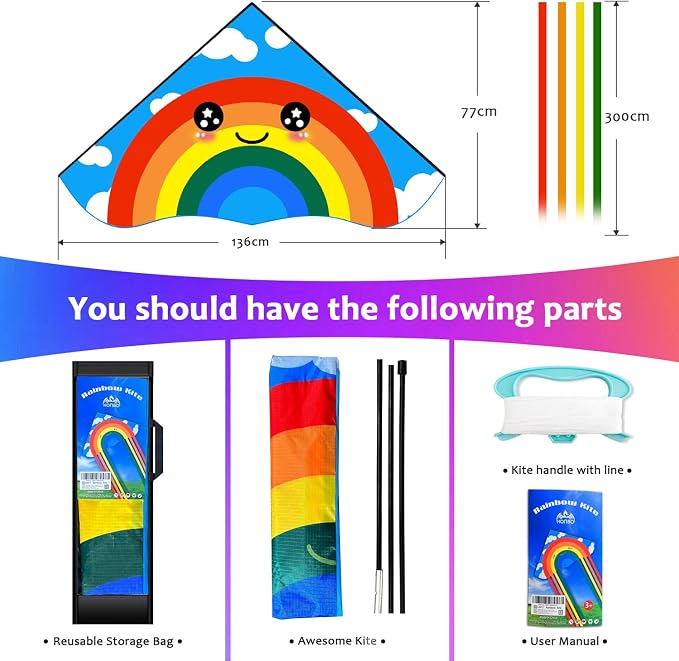 HONBO Large Delta Kite for Kids & Adults, Extremely Easy to Fly Kite for Beach - Image 2