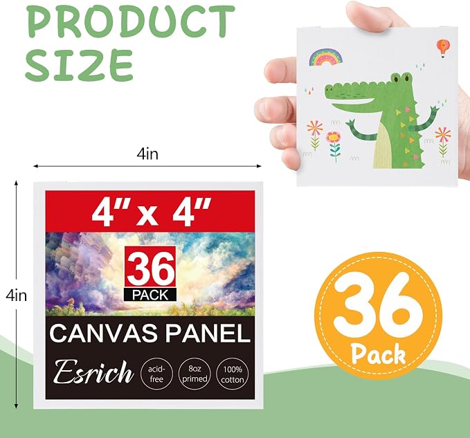 ESRICH Mini Canvases for Painting, 4x4In Canvas in Bulk 36 Pack Small Canvas - Image 2