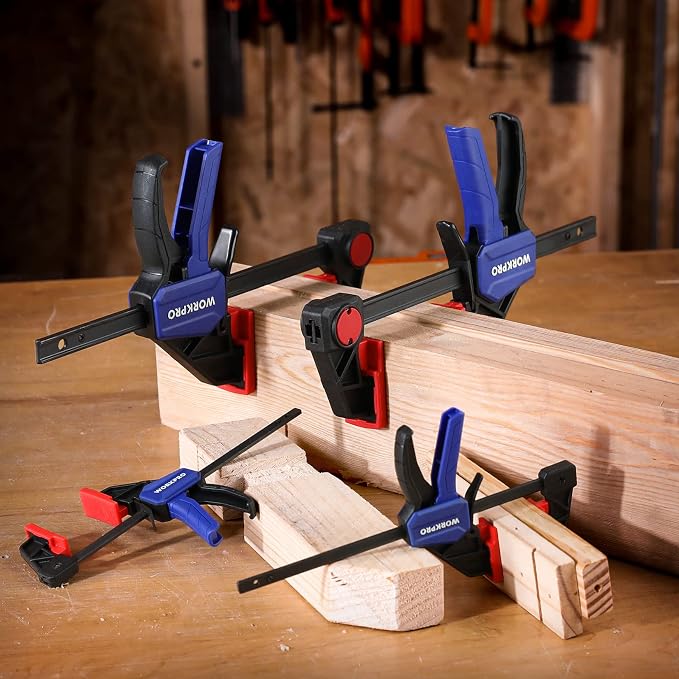 WORKPRO Mini Bar Clamps for Woodworking, 4-Piece One-Handed Clamp/Spreader - Image 7