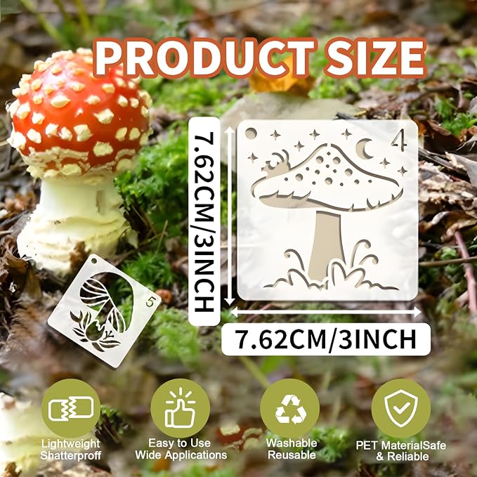 Felixcraft Mushroom Stencils for Painting, Durable PET Material for Wood Signs - Image 5