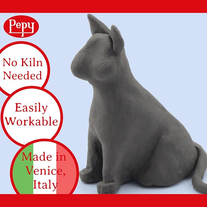 Pepy Premium European Air Dry Modeling Clay Black 2.2 lb Box of 12 Bars - Image 2