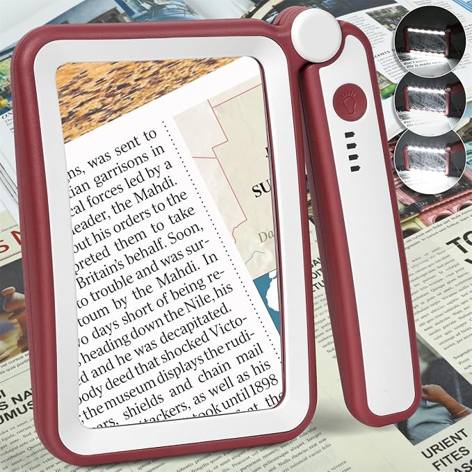 Magnifying Glass for Reading, Rechargeable 5X Large Page Magnifier by AKKYCVS
