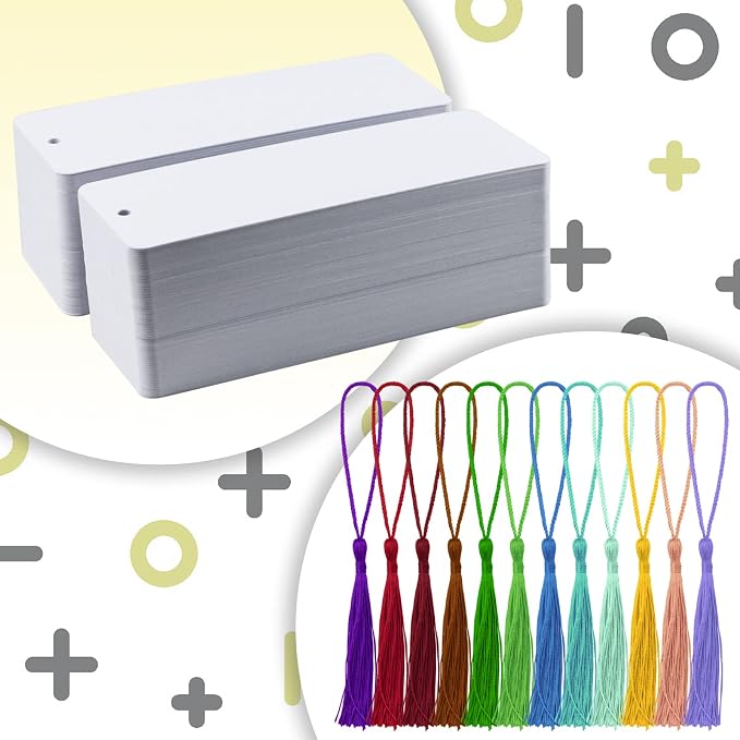 Bercoor 240 PCS White Blank Paper Bookmarks Decorate - Image 3
