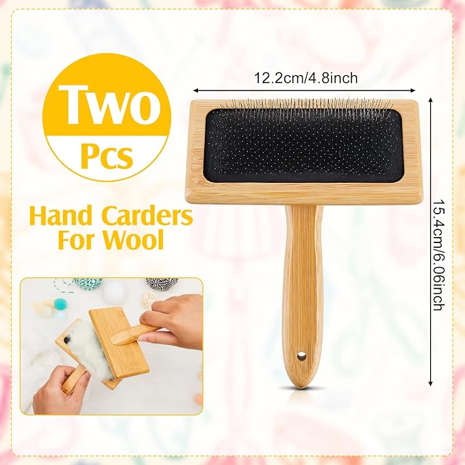 Tessco for you 2 Pcs Wool Carders, Hand Carders for Wool Needle Felting Brush - Image 2