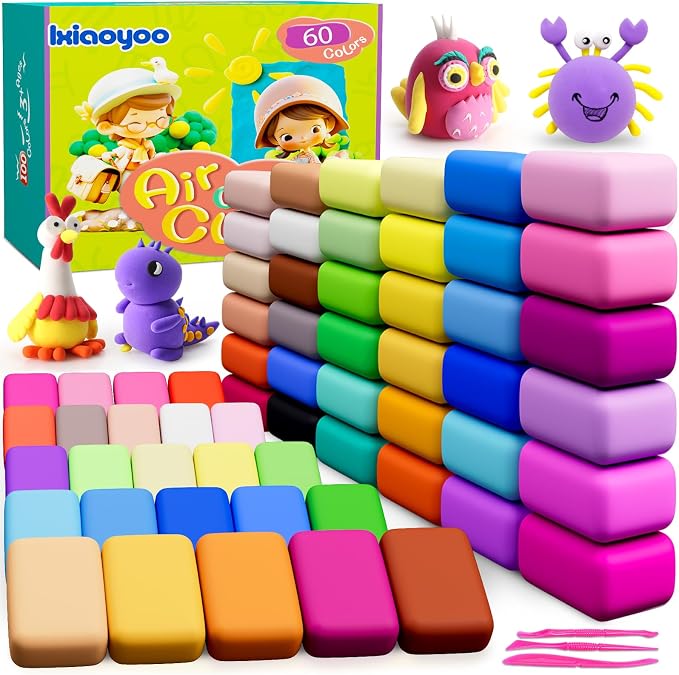 Ixiaoyoo Air Dry Clay, 60 Colors Foam Modeling Clay by Ixiaoyoo