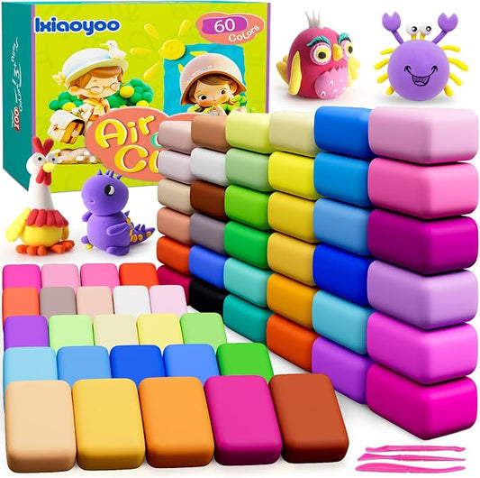 Ixiaoyoo Air Dry Clay, 60 Colors Foam Modeling Clay by Ixiaoyoo