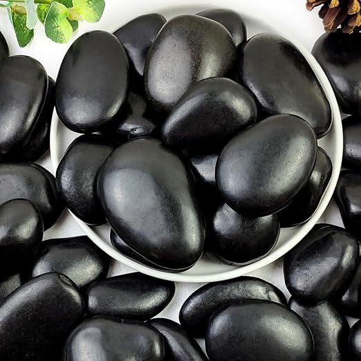 YISZM 20lbs Black Pebbles for Landscaping, 2-3 Inch High Polished Natural Large by YISZM-ForYourNaturalLife
