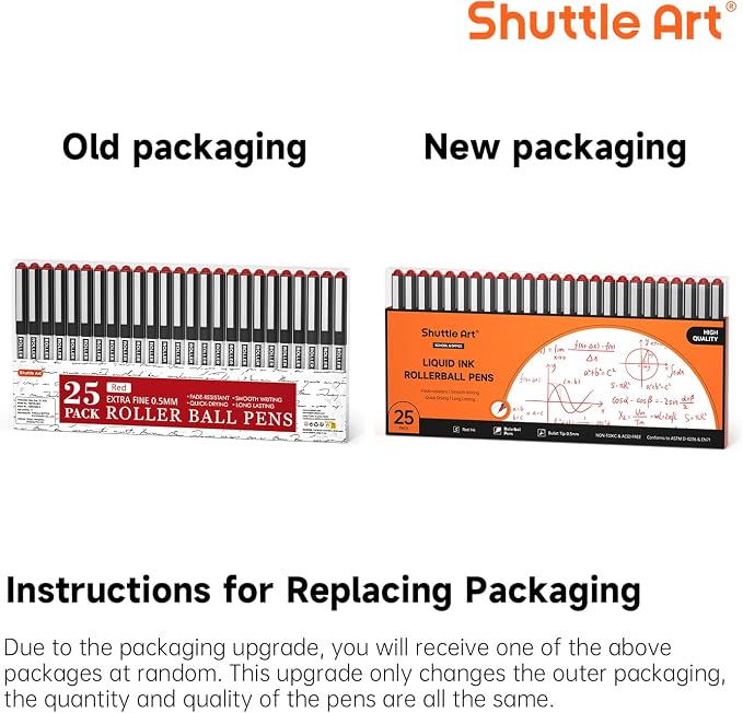 Shuttle Art RollerBall Pens, 25 Pack Red Fine Point Roller Ball Pens, 0.5mm - Image 8