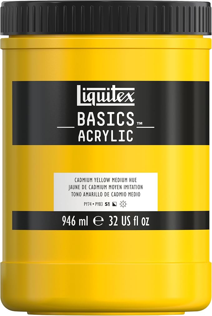 Liquitex BASICS Acrylic Paint, 946ml Jar, Cadmium Yellow Medium Hue by Liquitex