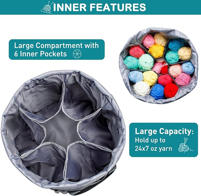 MYBAGZING Expandable Crochet Bag-Knitting Bag Yarn Storage Yarn's Organizer and - Image 3