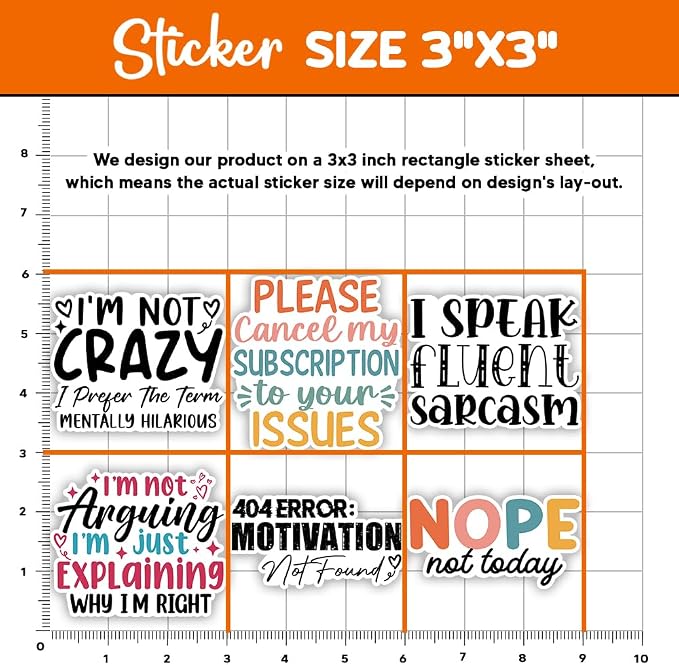 MAIANEY | Funny Sarcastic Sticker Pack – 10PCS 3 Inch Vinyl Waterproof Decals - Image 4