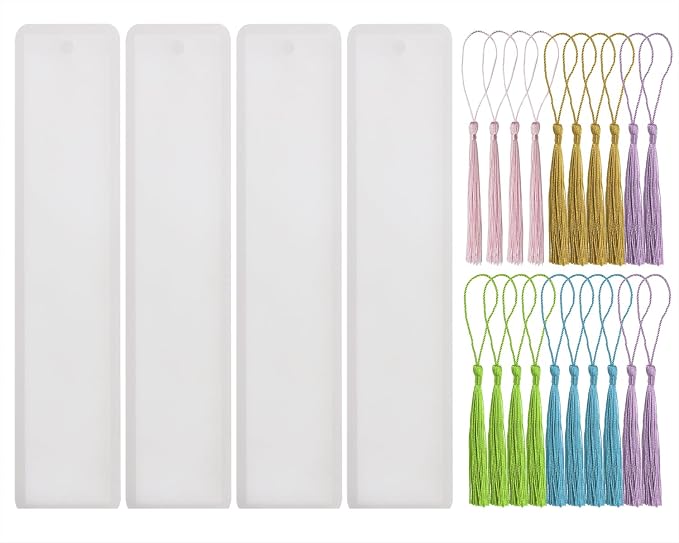 Bookmark Mold with Tassels 4Pcs Rectangle Silicone Jewelry Making Mould with by PPhtony