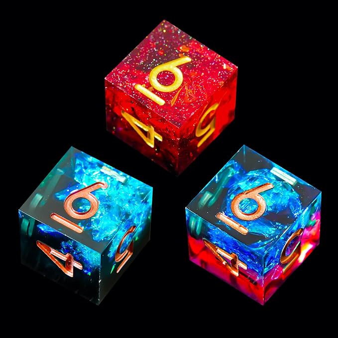 3Pcs D6 DND Dice with Resin Sharp Edge D&D Dice, Random Color and Style 6 Sided - Image 4