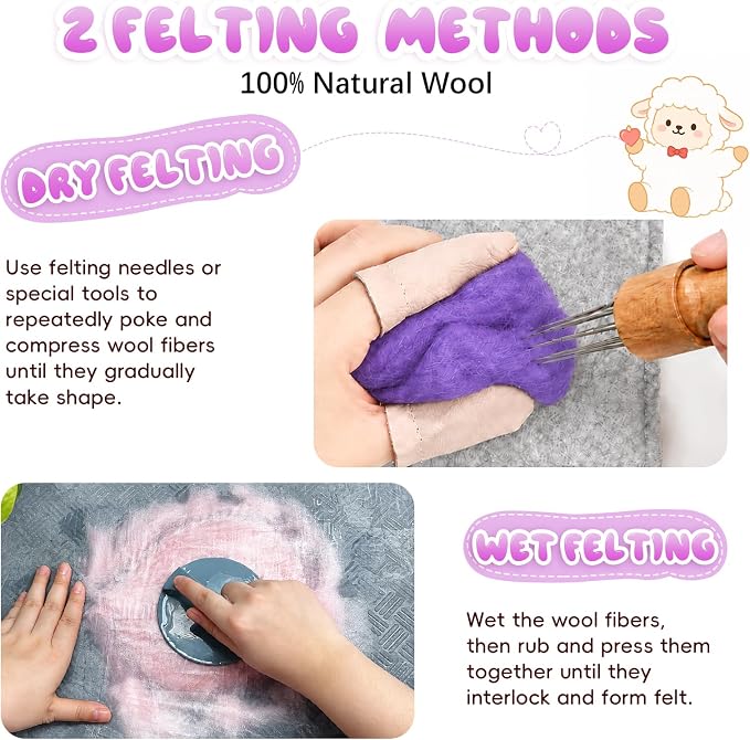 3.53oz Wool Roving: Needle Felting Wool White Roving Wool Felting Supplies Pure - Image 7