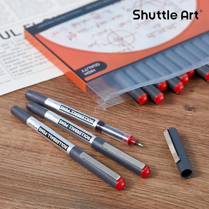 Shuttle Art RollerBall Pens, 25 Pack Red Fine Point Roller Ball Pens, 0.5mm - Image 7