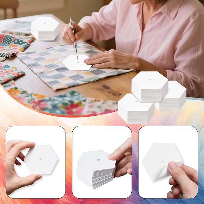 420 PCS Piecing Paper for Quilting 1", 1.5"and 2" Hexagon Quilting Template | - Image 3
