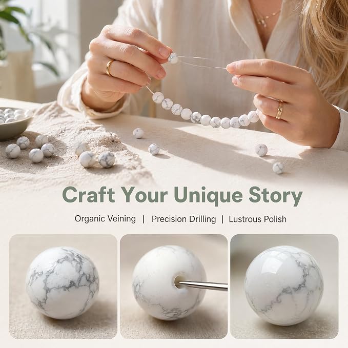 36pcs Natural Matte White Howlite Gemstone Beads，10mm Frosted Round Loose Stone - Image 4