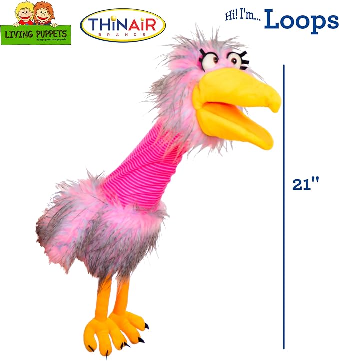 Living Puppets 21-Inch Plush Pink Bird Hand Puppet - Image 2
