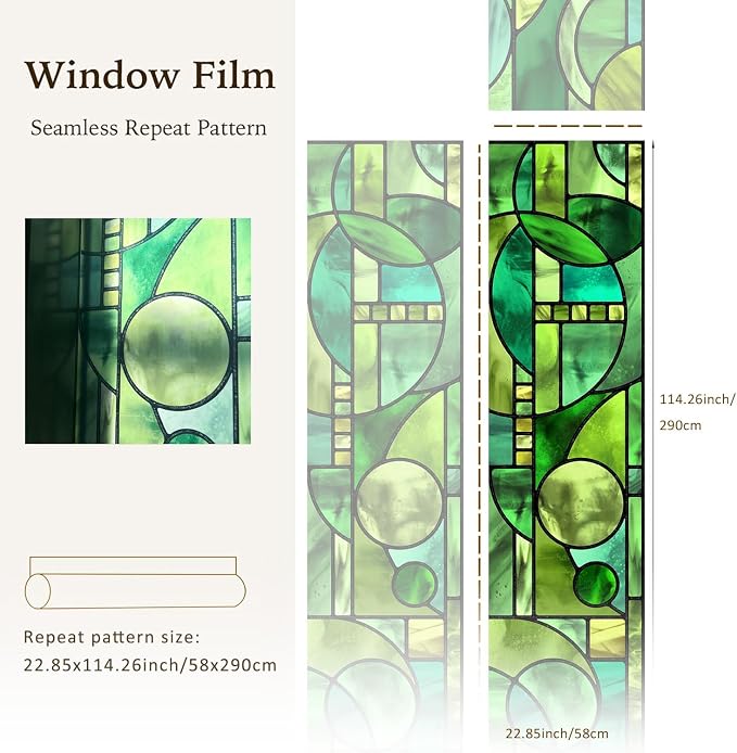 Original Hand Drawn Faux Stained Glass Window Film, Double-Sided Privacy Static - Image 4
