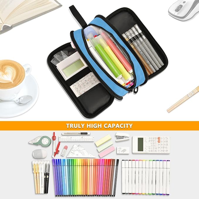 White Airplane Aircraft Pencil Case Box Boys Girls Large Pencil Pouch Zipper - Image 2