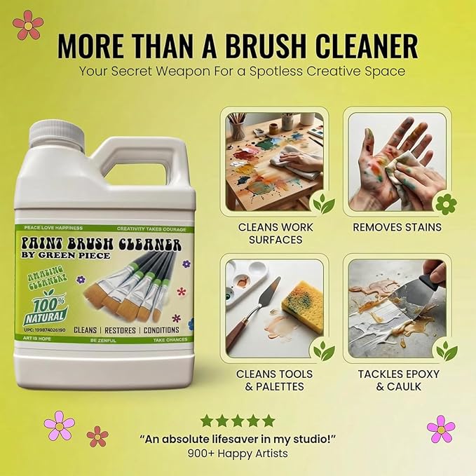 Green Piece® Paint Brush Cleaner & Restorer – 100% Natural, Non-Toxic Formula – - Image 5