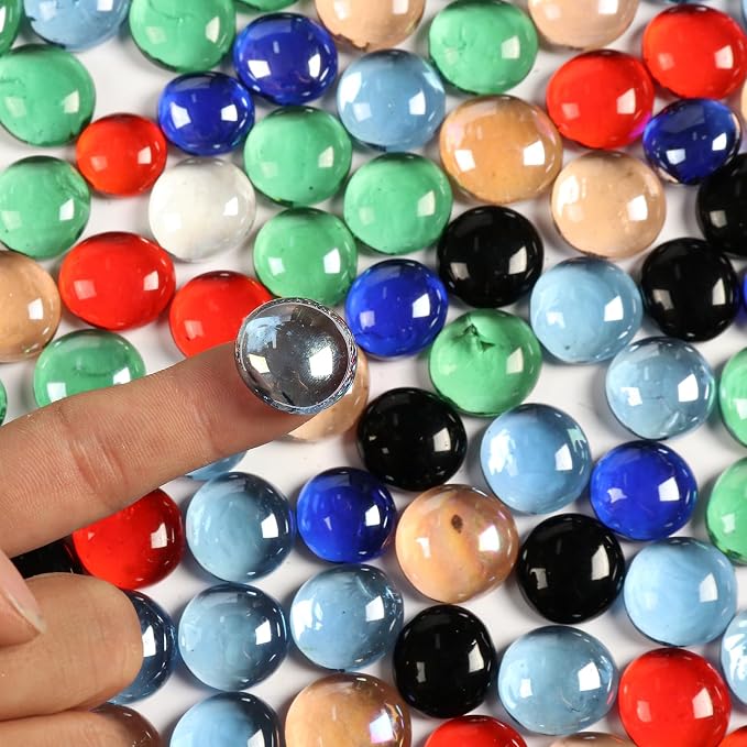 10 Pounds Fire Pit Glass, Mixed Color Gems, Decorative Flat Glass Rocks - Image 2