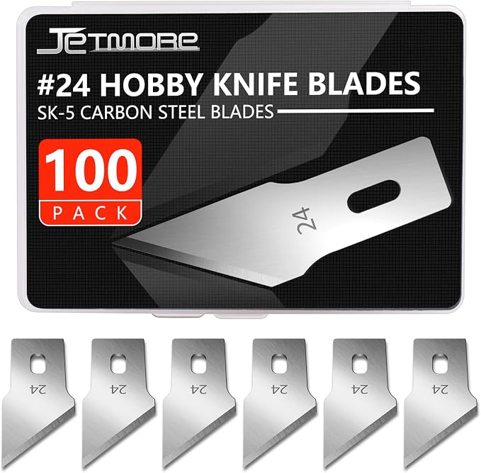 Jetmore 100 Pack Hobby Blades #24 Craft Knife Blades Refill Hobby Knife by Jetmore