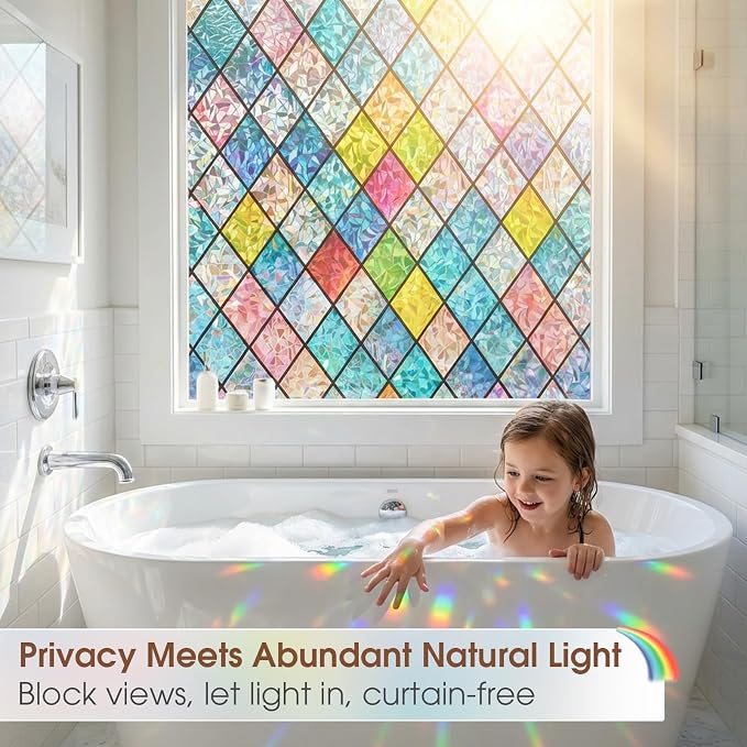Coavas Window Privacy Film Stained Glass, Static Cling Window Stickers - Image 3