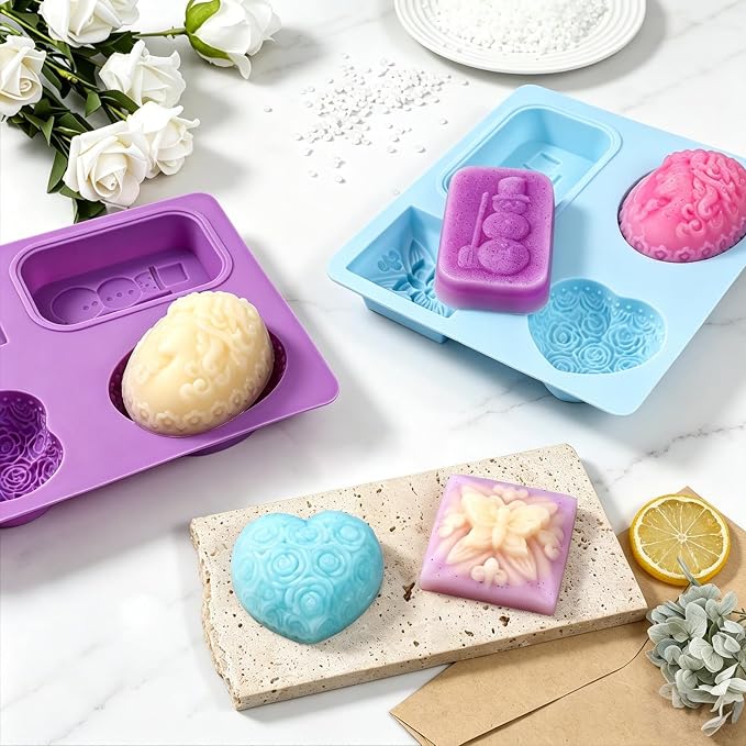 SJ Silicone Soap Molds 2 Packs, 3D Flower Silicone Molds - Image 2