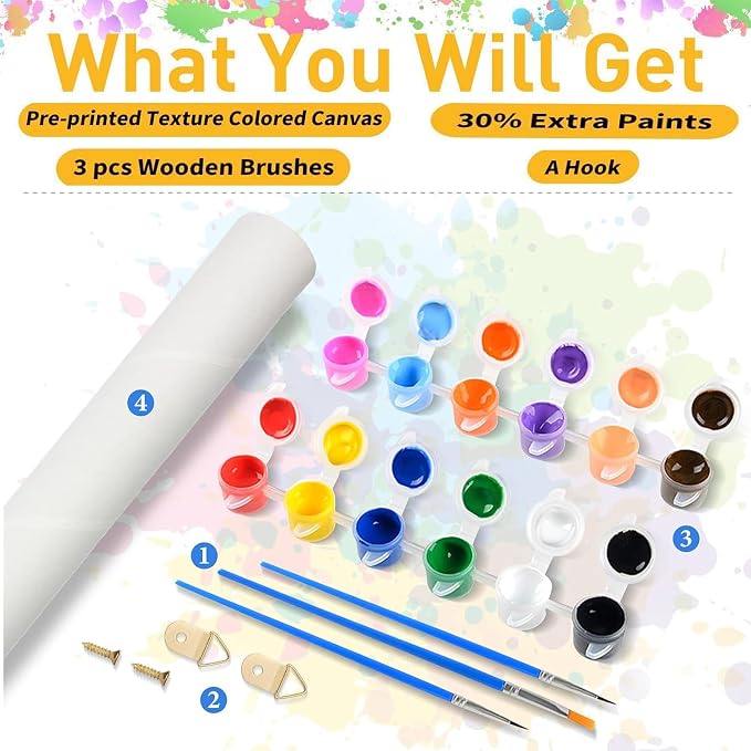 Painting by Numbers Kit for Adults Beginner, Night Bridge Moon Paint by Numbers - Image 7