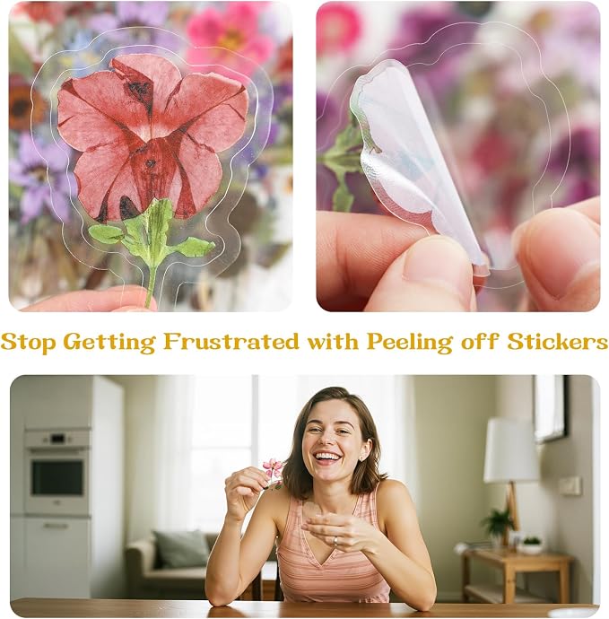 Dizdkizd 320Pcs Realistic Transparent Flower & Wax Seal Stickers - Image 5
