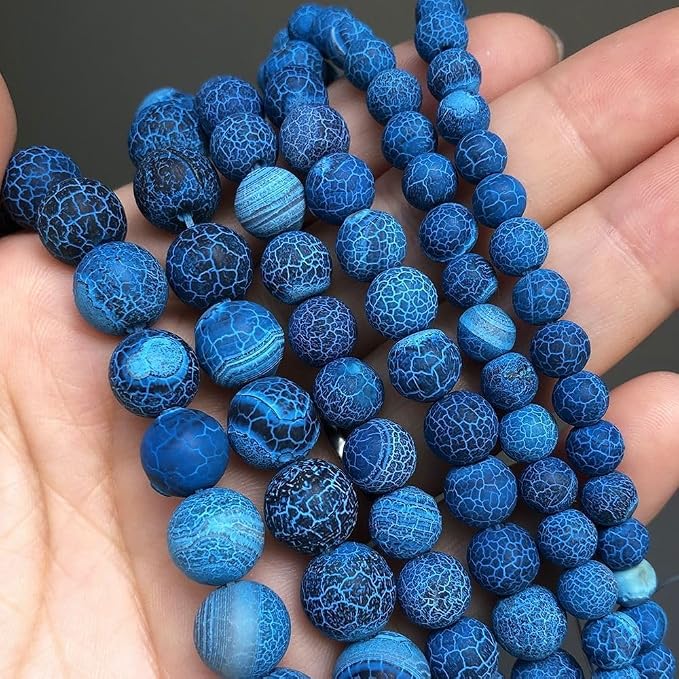 60pcs Deep Blue Frosted Oxidized Natural Gemstone Beads，6mm Round Loose Stone - Image 7